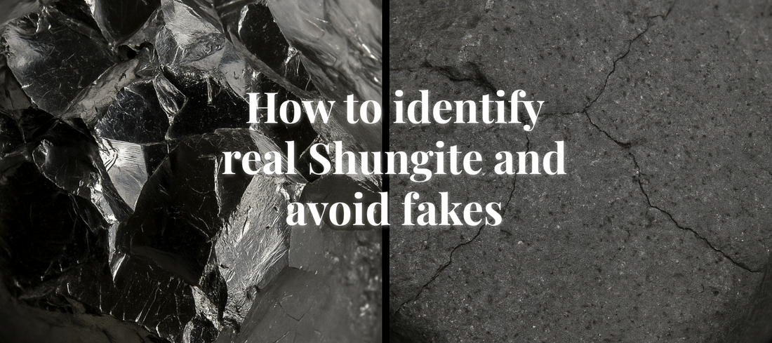 Real shungite next to fake shungite