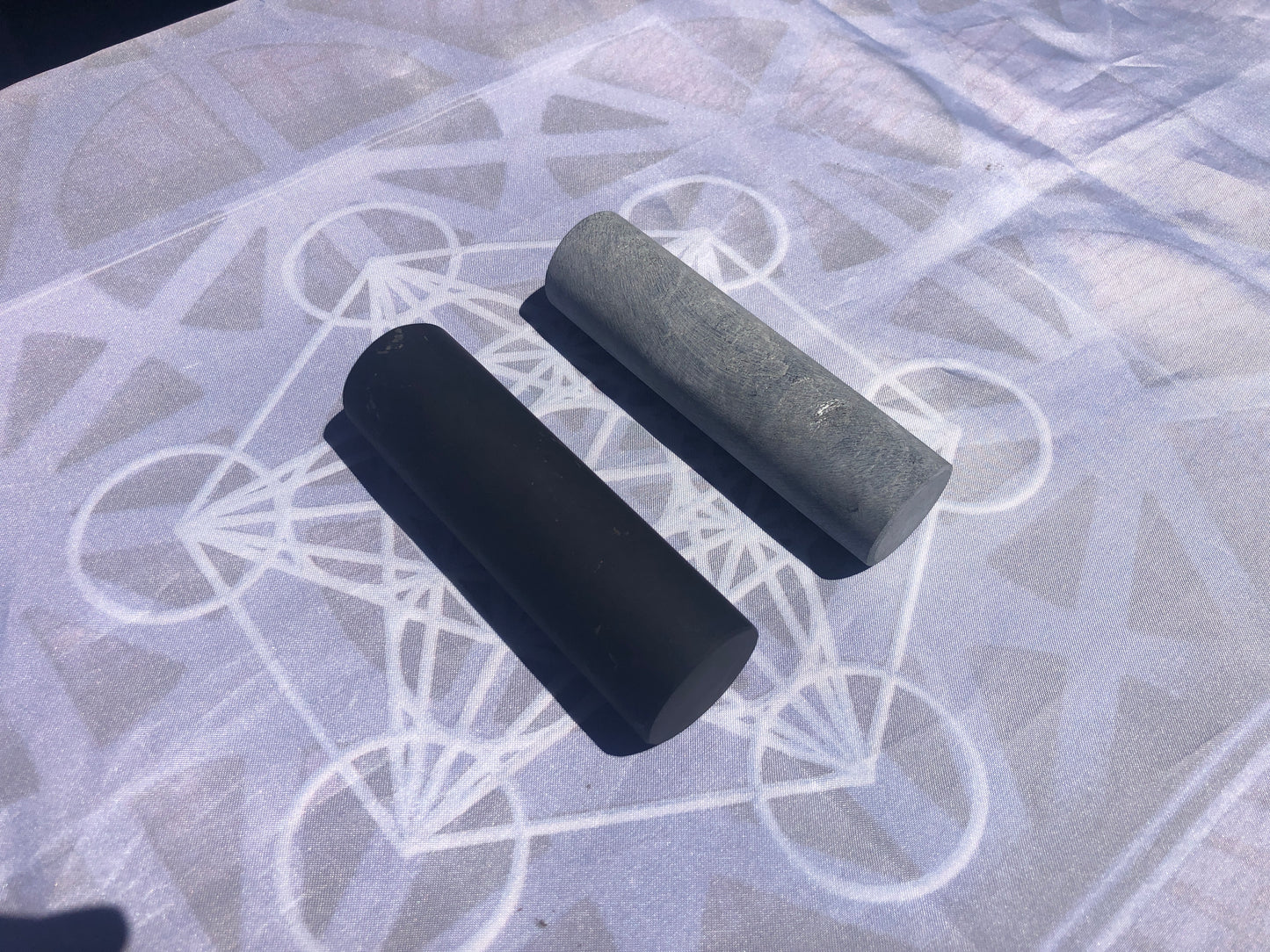 Small Shungite (Unpolished) and Soapstone Harmoniser Cylinders