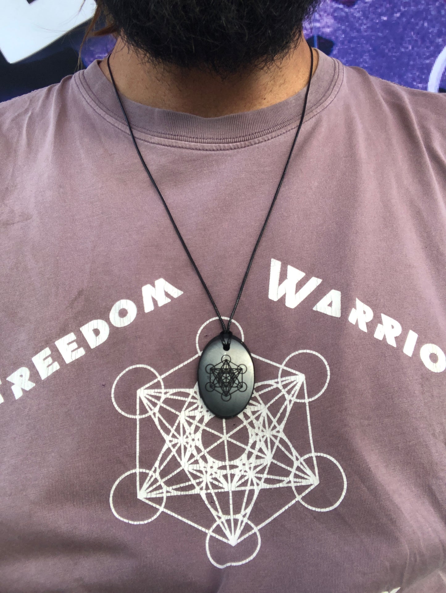 Shungite Pendant - Metatrons Cube Engraving