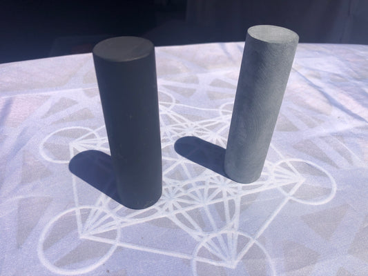 Small Shungite (Unpolished) and Soapstone Harmoniser Cylinders