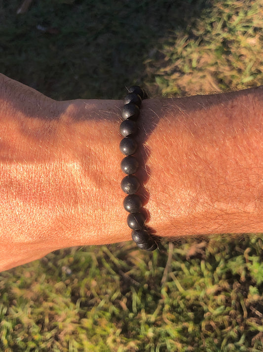 8mm Rounded Bead Shungite Bracelet