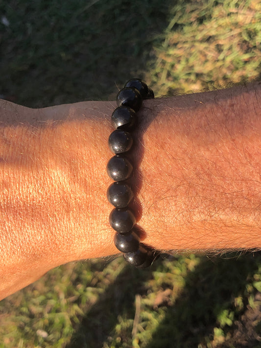 10mm Rounded Bead Shungite Bracelet