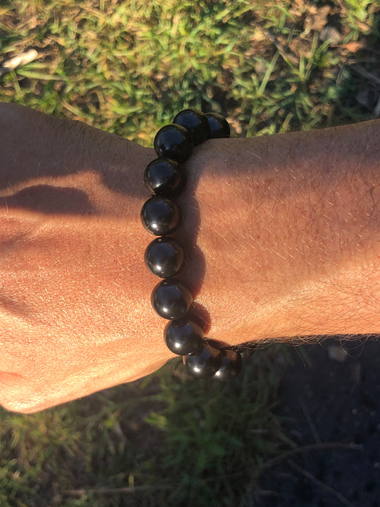 12mm Rounded Bead Shungite Bracelet