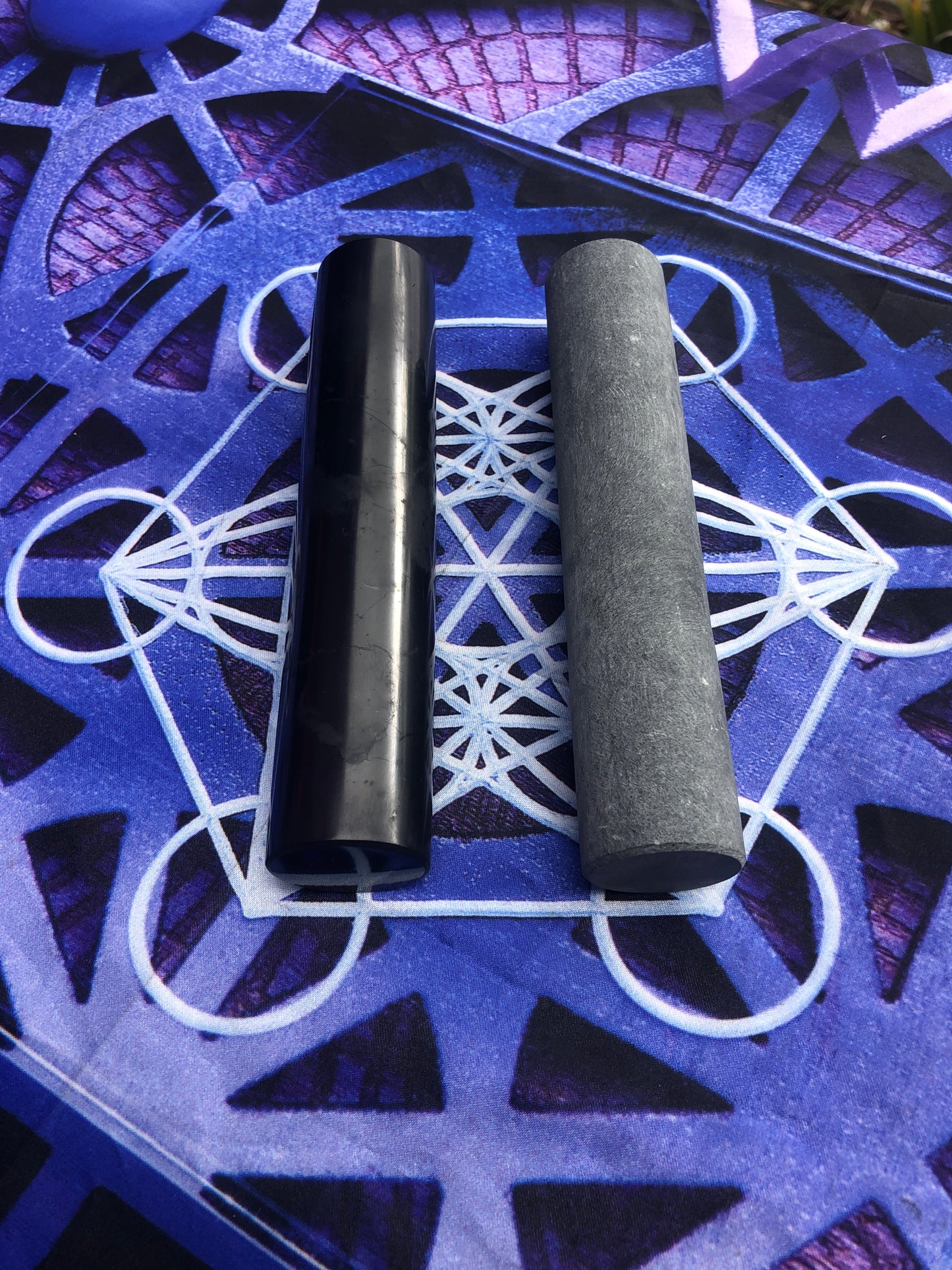 Large Shungite (Polished) and Soapstone Harmoniser Cylinders